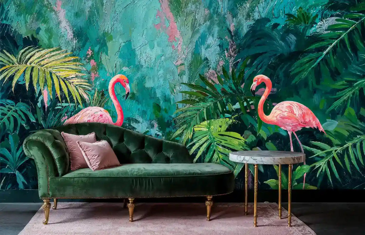 Tropical Flamingo Paradise Wall Mural
