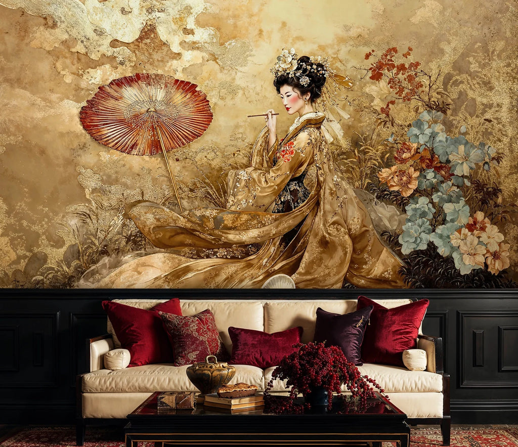 Japanese Geisha Garden Wall Mural