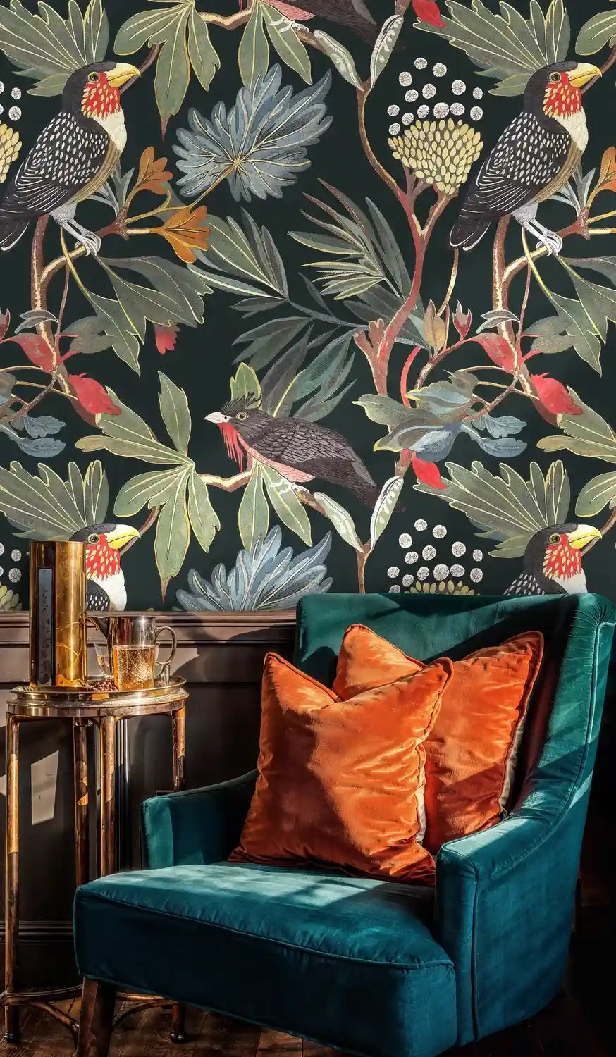 Tropical Birds and Botanical Wallpaper