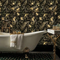 Gilded Botanical Wallpaper in Black and Gold