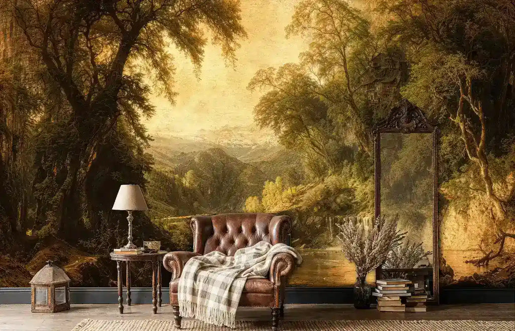 Arched Bridge in Mountain Valley Wall Mural