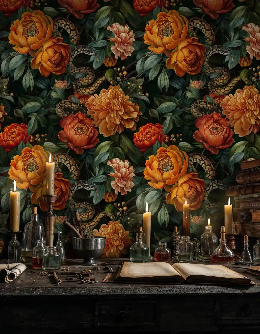 Serpent Garden Botanical Wallpaper