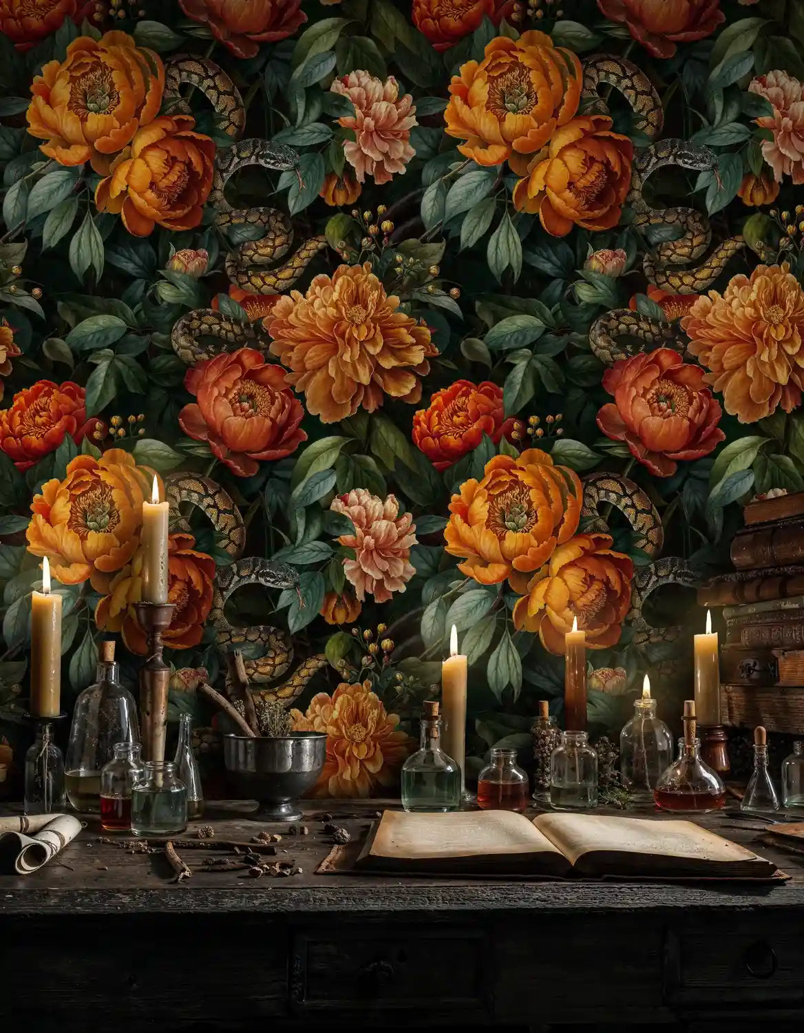 Serpent Garden Botanical Wallpaper
