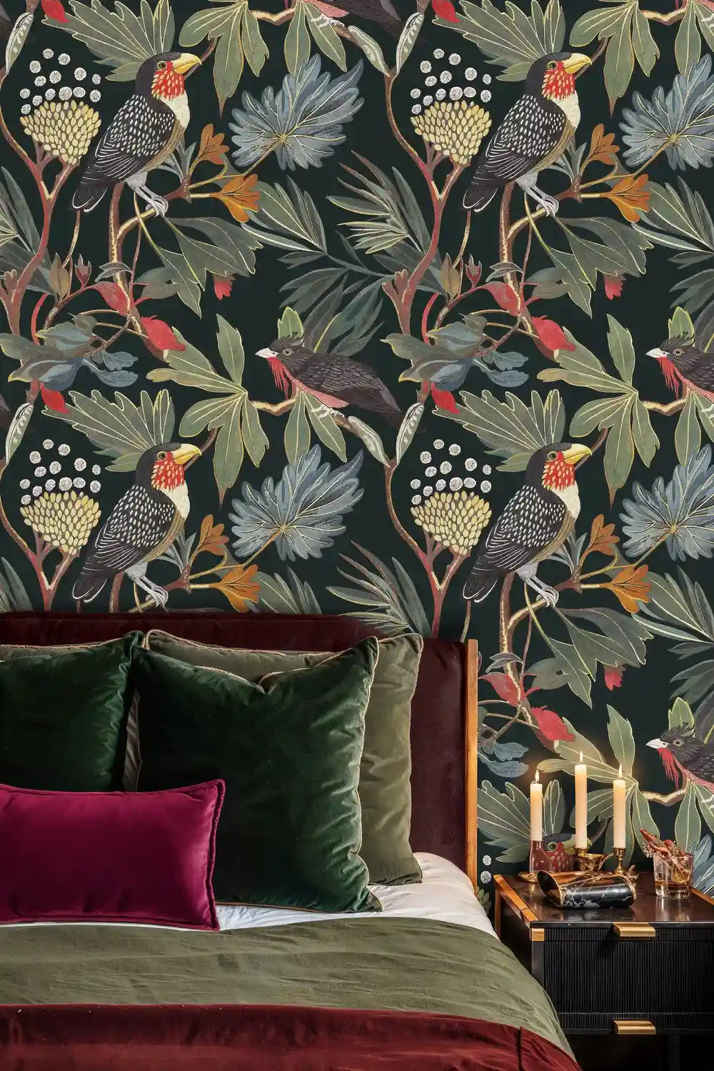 Tropical Birds and Botanical Wallpaper