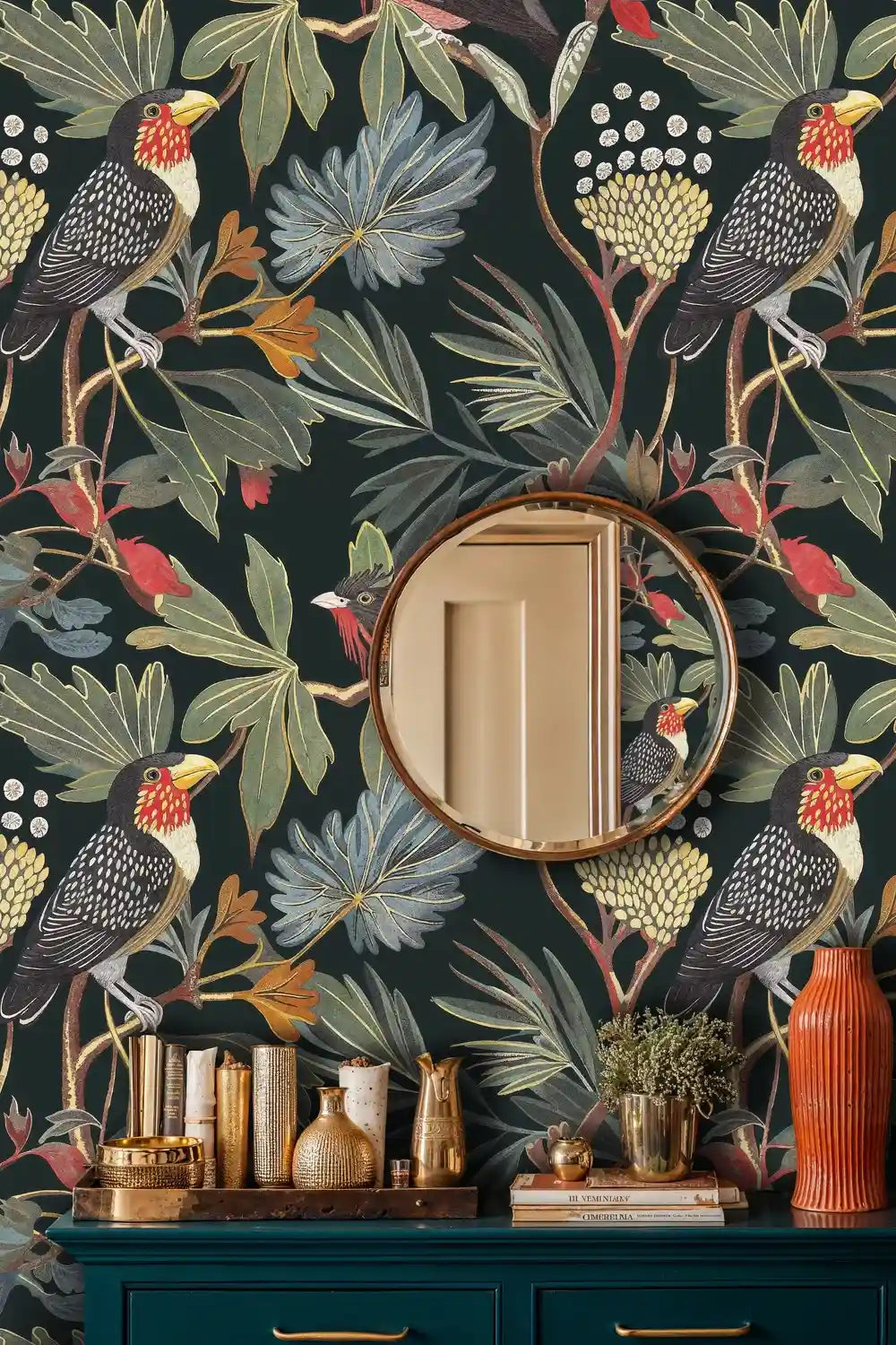 Tropical Birds and Botanical Wallpaper