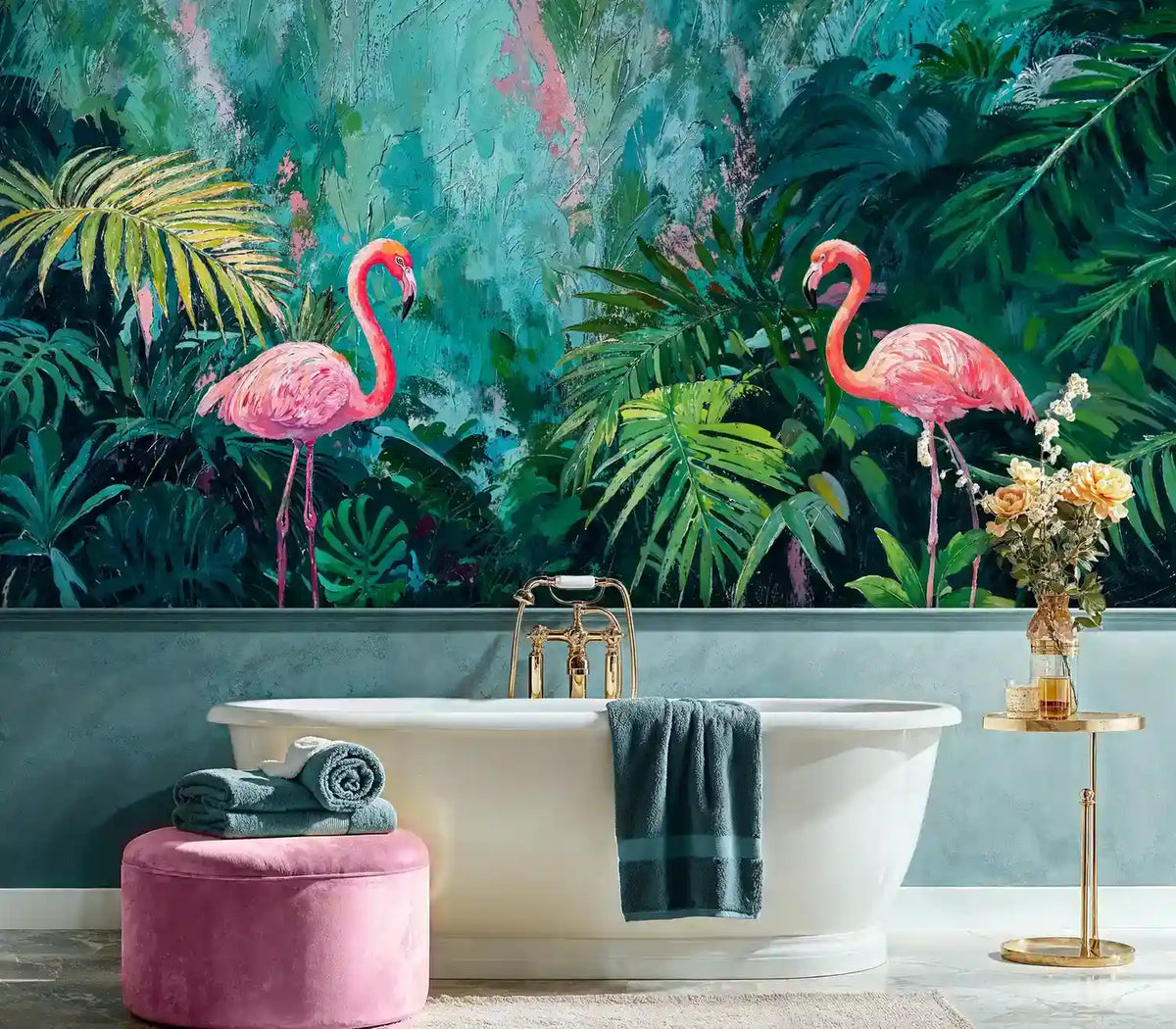 Tropical Flamingo Paradise Wall Mural