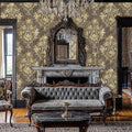 Ornate Gold and Grey Damask Wallpaper