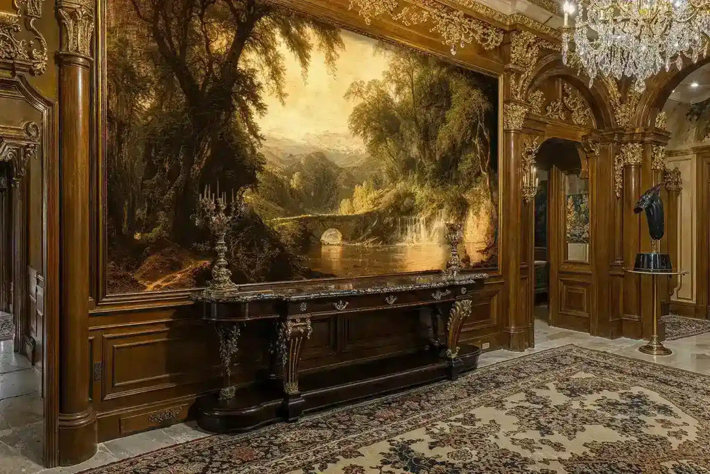 Arched Bridge in Mountain Valley Wall Mural