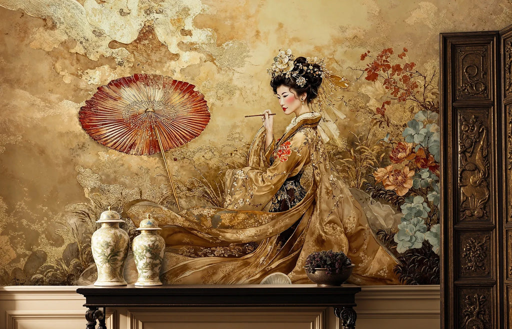 Japanese Geisha Garden Wall Mural