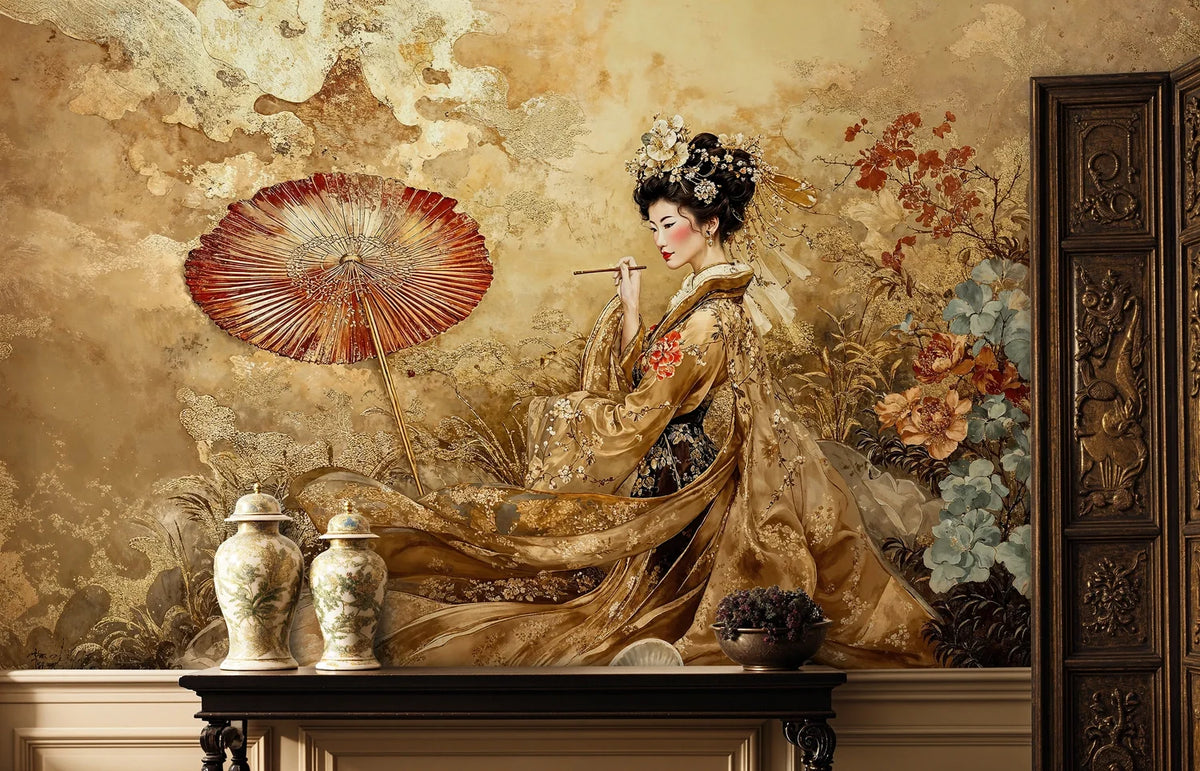 Japanese Geisha Garden Wall Mural