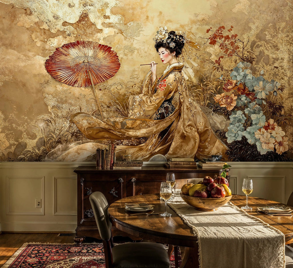 Japanese Geisha Garden Wall Mural