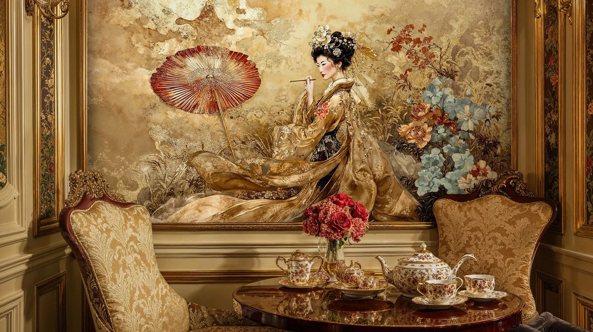 Japanese Geisha Garden Wall Mural