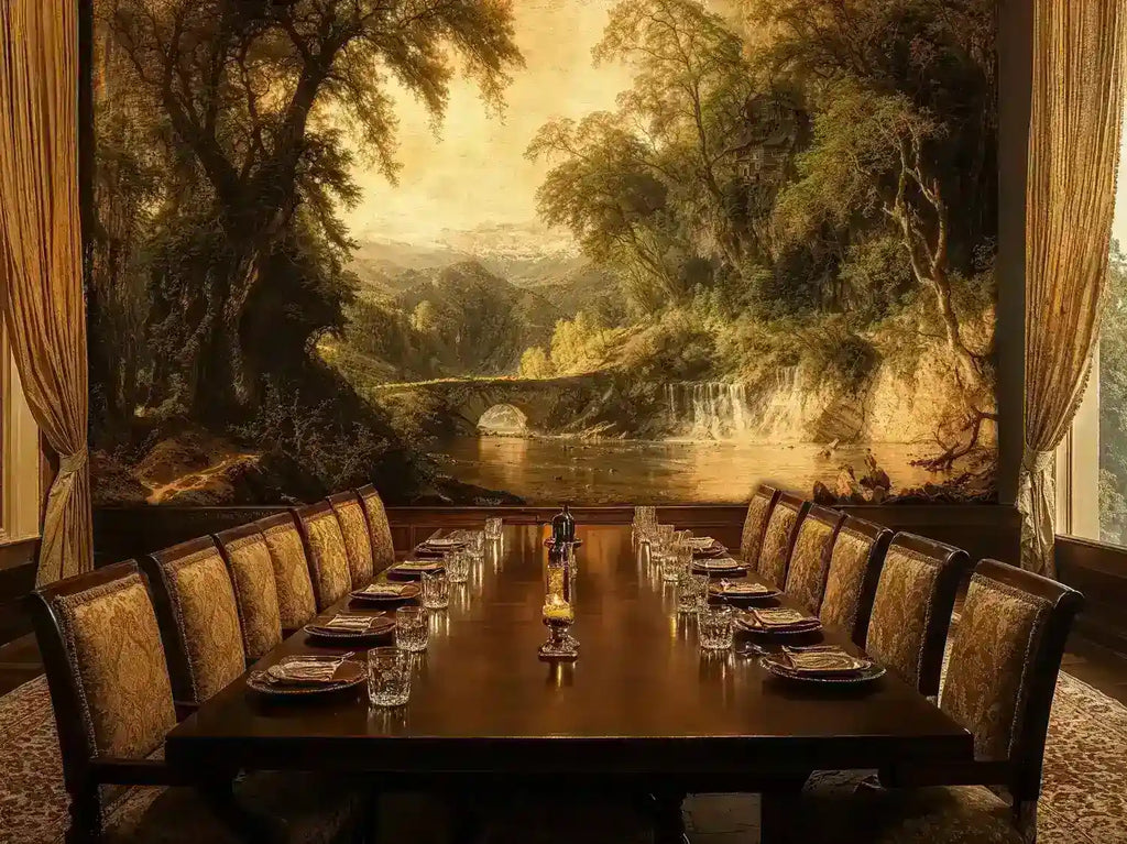 Arched Bridge in Mountain Valley Wall Mural