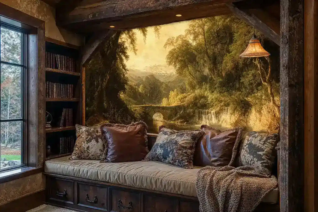 Arched Bridge in Mountain Valley Wall Mural