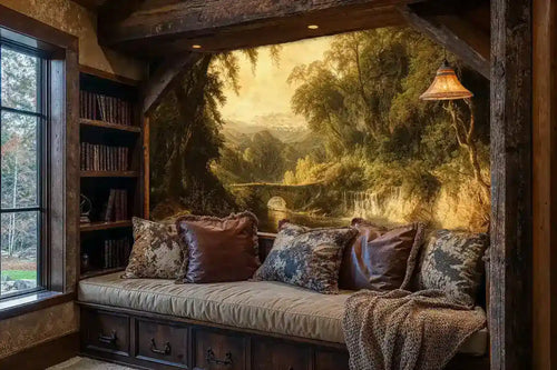 Arched Bridge in Mountain Valley Wall Mural