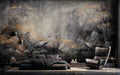 Mystical Cranes in Autumn Mist Wall Mural