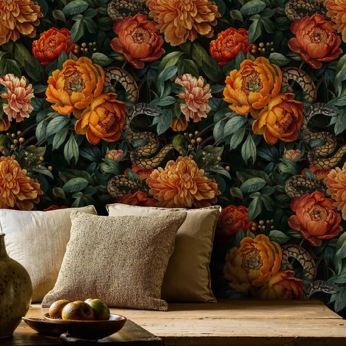 Serpent Garden Botanical Wallpaper