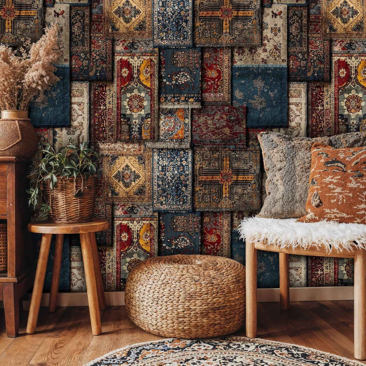 Antique Rug Patchwork Wallpaper