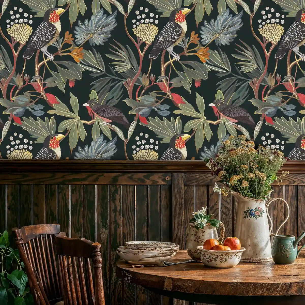 Tropical Birds and Botanical Wallpaper