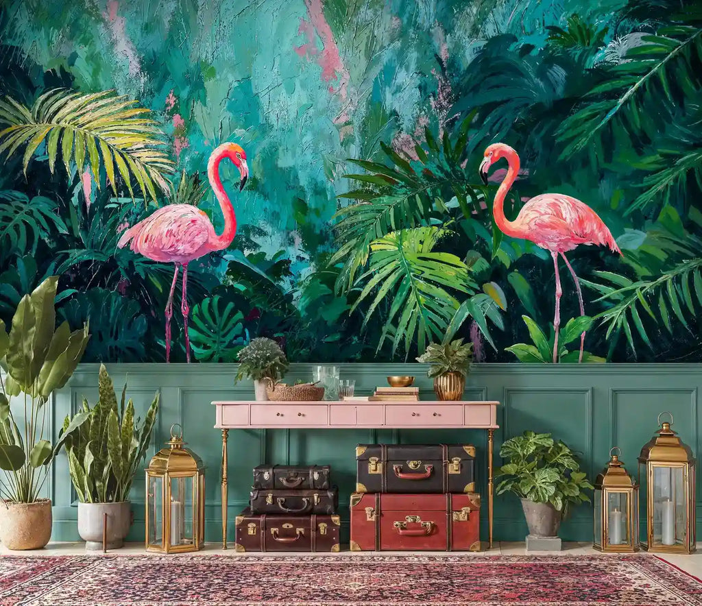 Tropical Flamingo Paradise Wall Mural